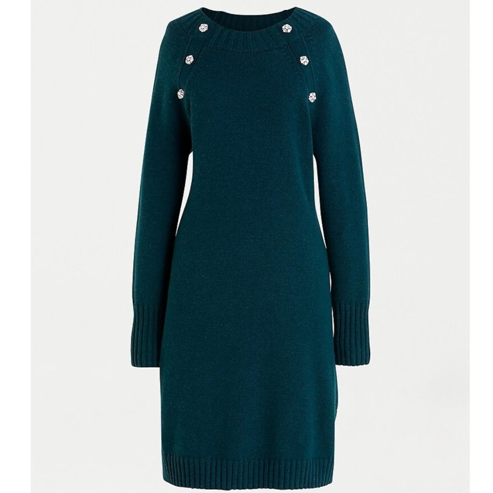 EUC J.Crew Jewel Shoulder Sweater Dress, M